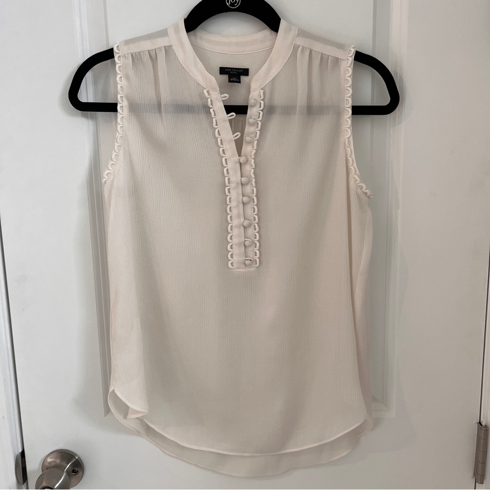 Ann Taylor Cream Sleeveless Blouse